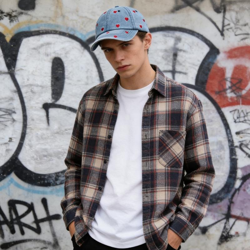 Fashionable Heart Embroidered Cotton Baseball Cap For Women Men Trendy Design Soft Comfortable Adjustable Size 54-60cm