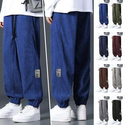 Casual Sports Corduroy Loose Trendy Brand Men's Trousers Straight Multi-pocket Overalls