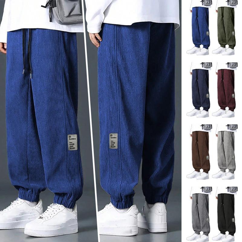 Casual sports corduroy loose trendy brand men's trousers straight multi-pocket overalls