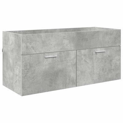 Washbasin Cabinet with Storage Concrete Grey Wood Based Material