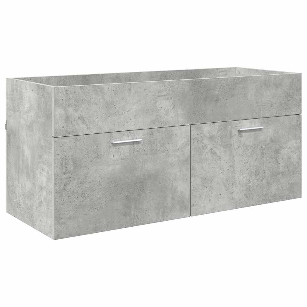 Washbasin Cabinet with Storage Concrete Grey Wood Based Material