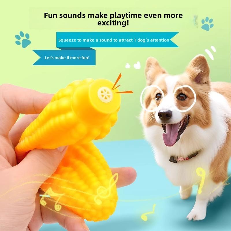 Dog Toys, Sound-making Toys, Rubber Sound-making Toys, Corn Dog Teething and Teeth Cleaning Toys, Self-entertainment Pet Supplies