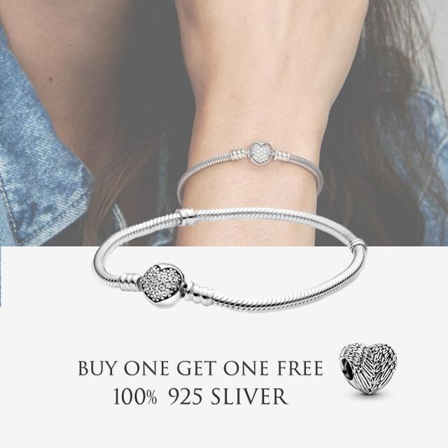 New S925 Sterling Silver Moments Crown O Clasp Snake Chain Bracelet Fit Original Sliver Charms For Women Diy Making Jewelry