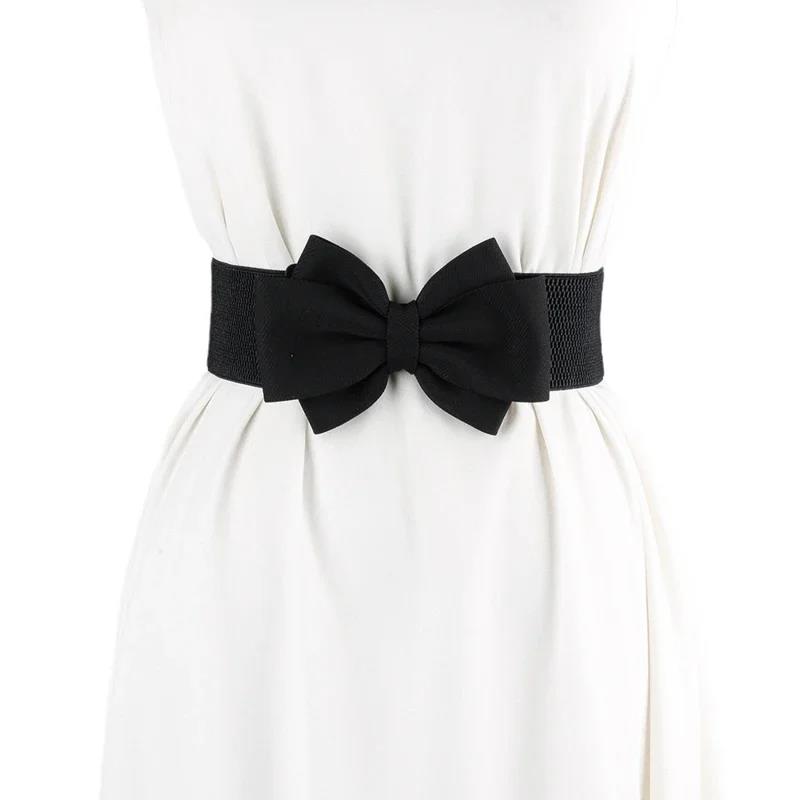 Practical Bow Waistband Elastic Wide Stretch Waist Belt for Girls Clothes Accessories Lady Dress