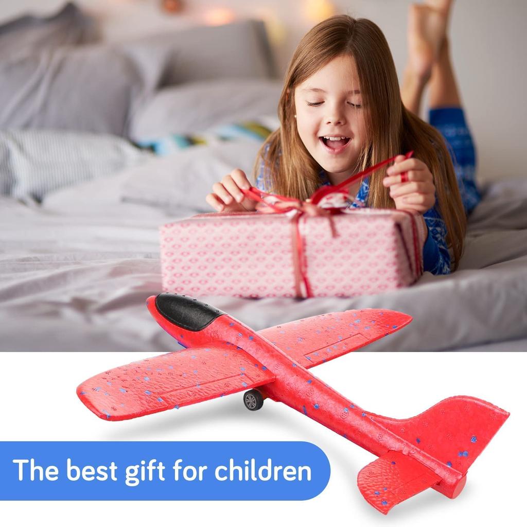 Airplane Launcher Toys, 2 Pcs Foam Catapult Glider Plane with Launcher Airplane Toy, Hand Throw Flying Bubble Airplane Toys for Kids 6-12 Years Old