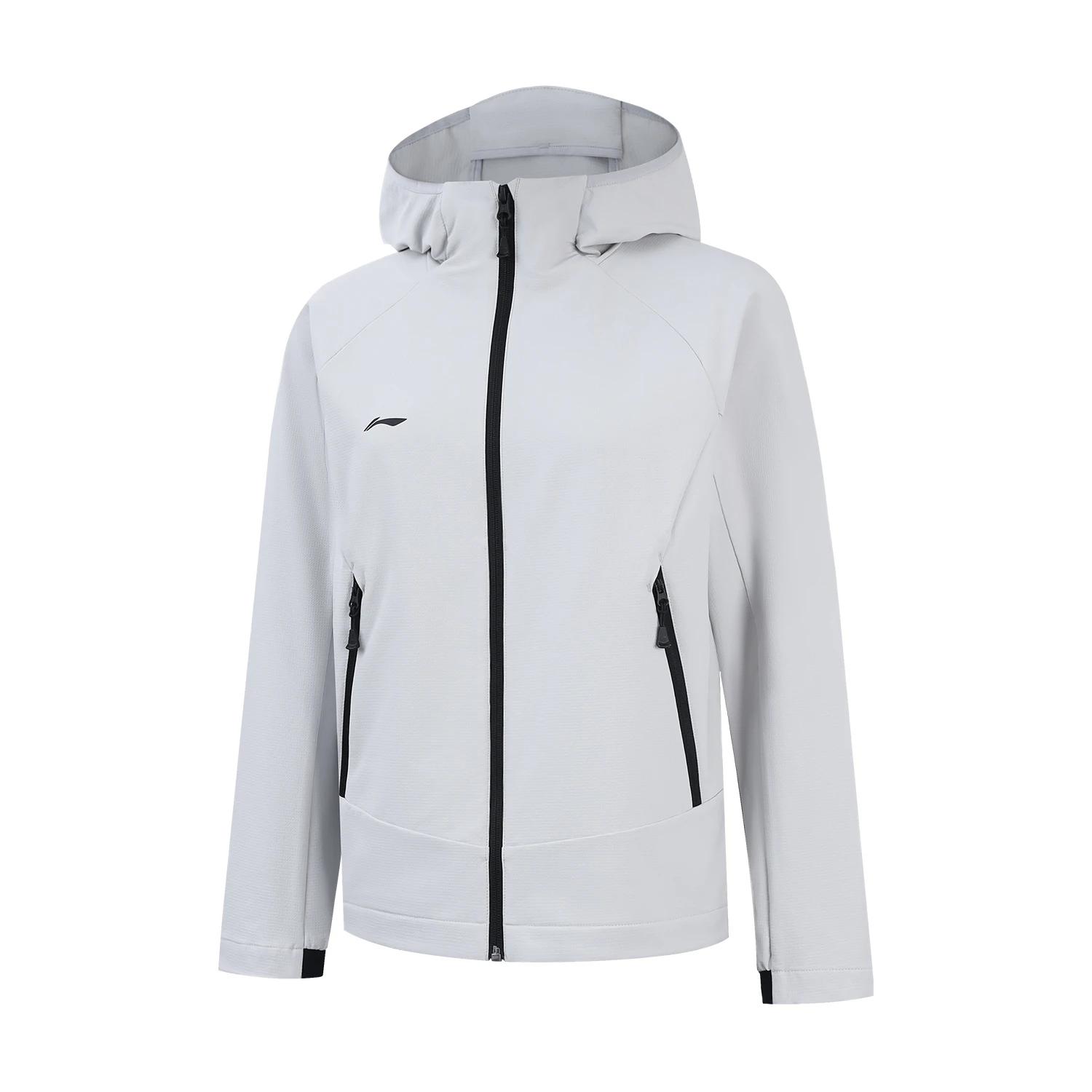 Li Ning Trench Coats Women s Calm Gray Hooded Moderate Other AFDVF92-7 2XL