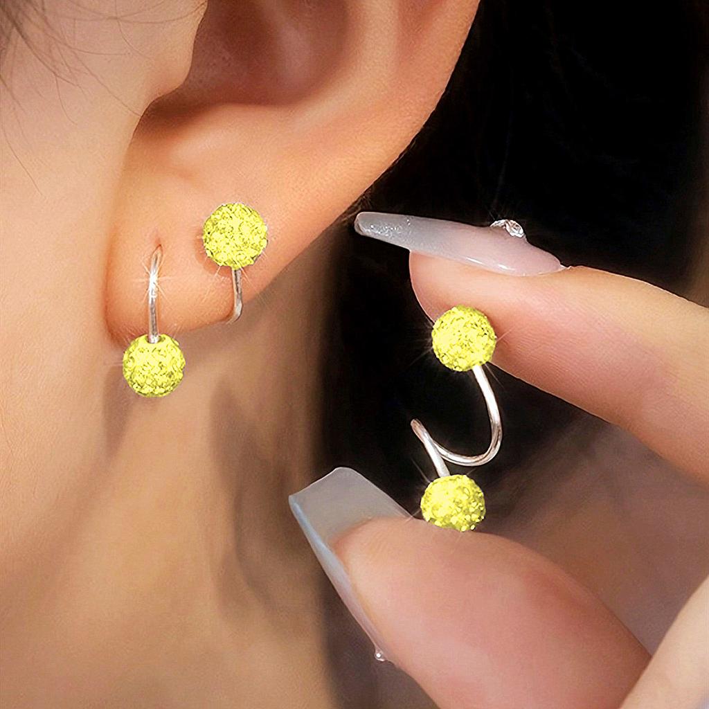 Super flash round bead spring screw stud earrings for women's new design sense niche unique high-end fashion earrings for women