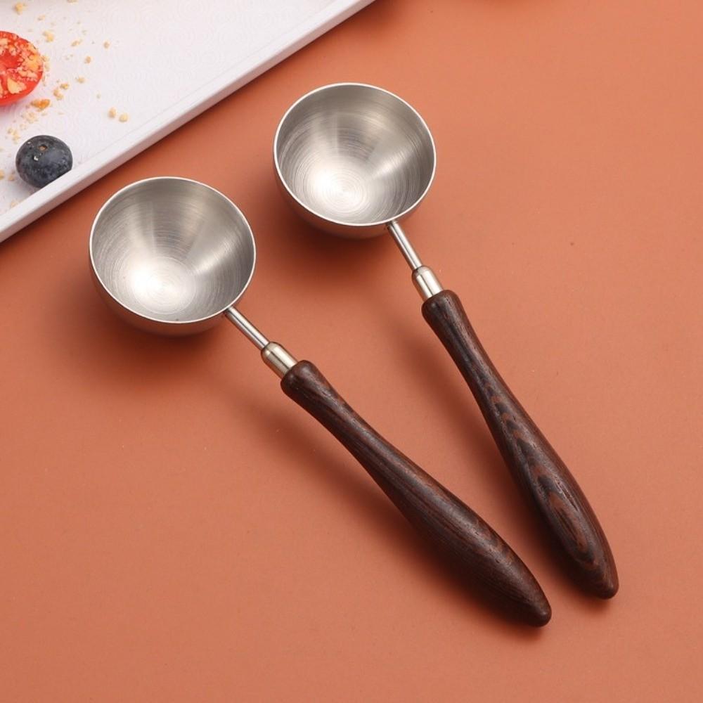 Stainless Steel Long Coffee Scoop Spoon Wood Handle Measuring Spoon Tea Scoop Spoon Kitchen Tool