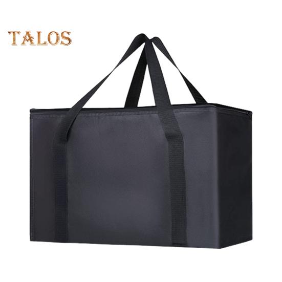 

Велика ізольована сумка для пікніка на блискавці для обіду, багаторазова сумка-холодильник для продуктів, переноски напоїв, для кемпінгу, пікніків, подорожей чорний