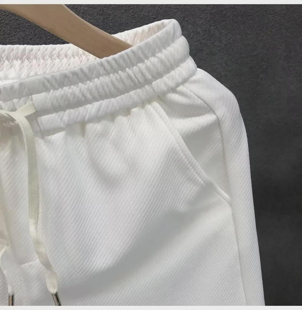 Pantaloni scurți casual de vară albi, la modă, pentru bărbați, cu imprimeu - Îmbrăcăminte sport versatilă