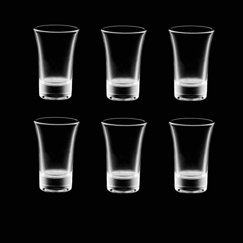 6pcs Set Transparent Spirit Cup 20ml Thick Bottom Small Wine Glass Bar Specific Liquor Goblet Vodka Tequila Cups Drinkware Party