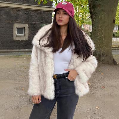 Winter European And American Style Imitation Fur Coat Women'S Lapel Long-Sleeved Temperament Commuter Fur Coat