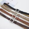 Retro Glossy Crocodile Pattern Belt Women'S Jeans Thin Square Buckle Decorative Belt Women