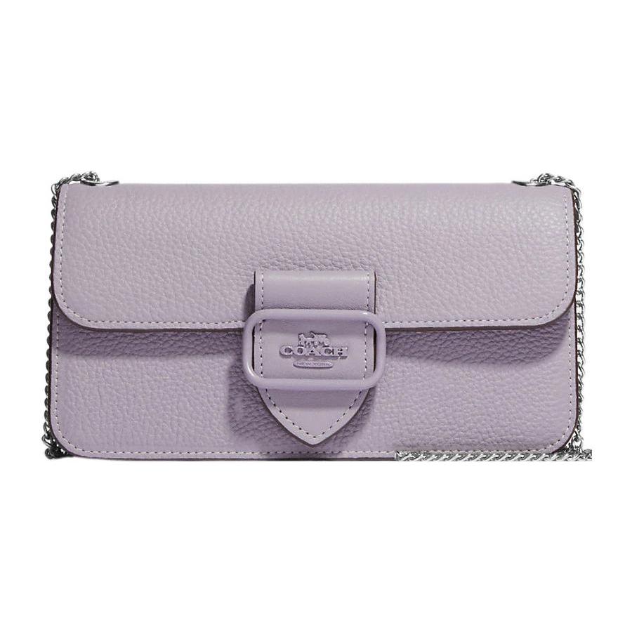 New COACH Morgan Leather Baguette Bag, Shoulder Bag, Crossbody Bag Women's Taro Purple CJ687-SVM4