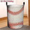 Baseball Themed Organizer Grunge Baseball Stitch Basket High-Capacity Foldable Polyester Fabric Hamper for Clothes Toys Room