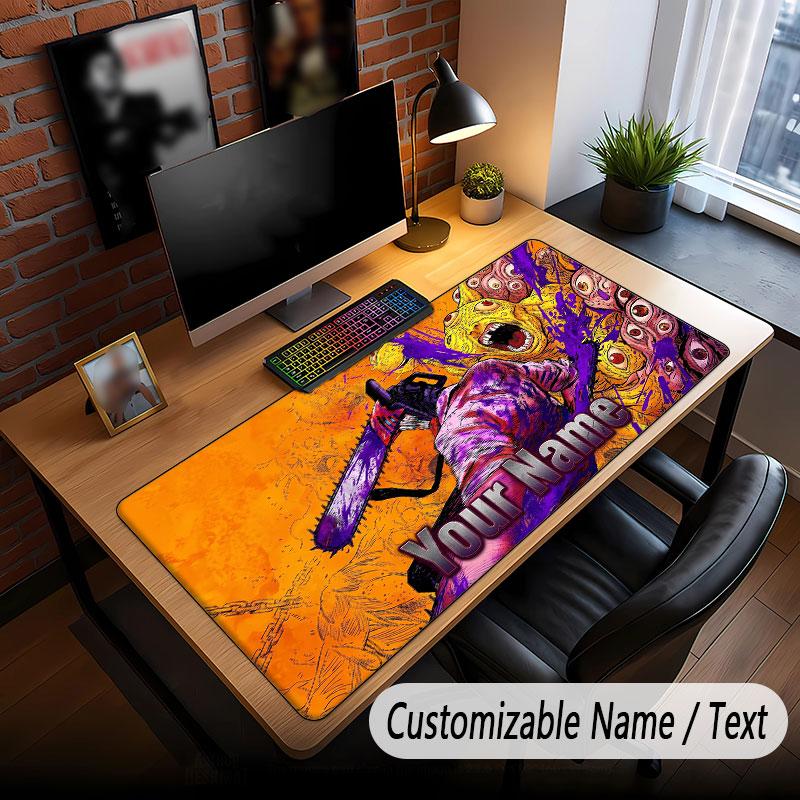 Custom Name Extended Mouse Pad,Chainsaw Man Gaming Desk Mat For Home Office Desktop Decor