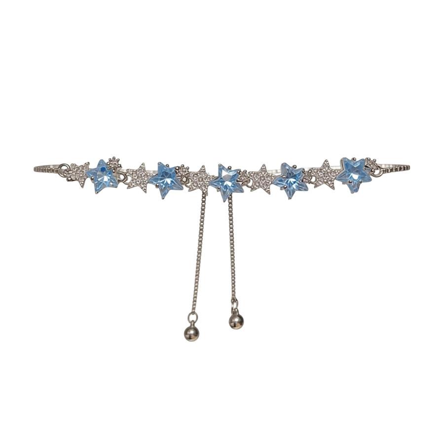 Modern Minimalist Silver Blue Zircon Flower Bracelet For Women Gift
