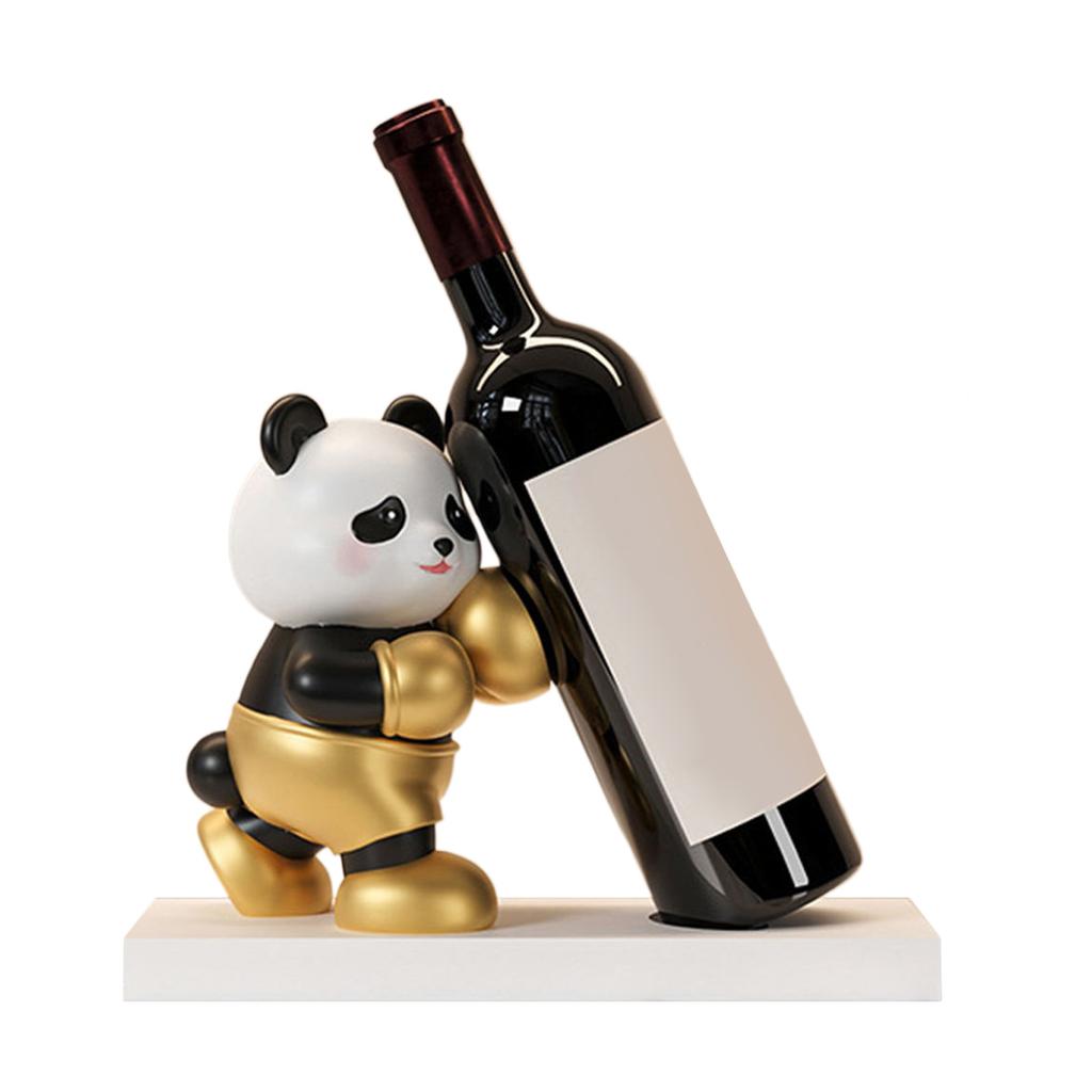 Handcraft Panda Wine Rack Sculpture For Displaying In Cabinets On Counter top for Inside Cabinet Wine Storage
