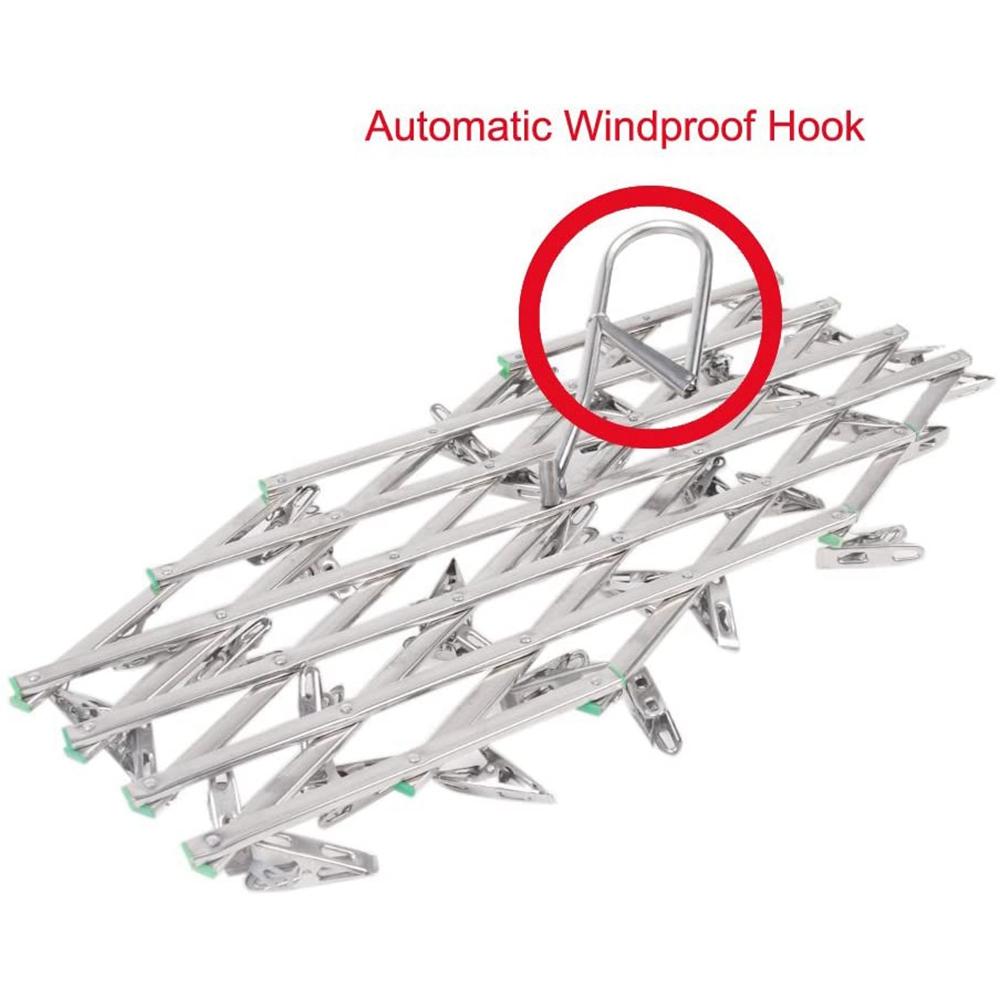 Rack Draining Stainless Steel Clothes Airer Dryer Clothes Hanger Socks Clip Underwear Hooks