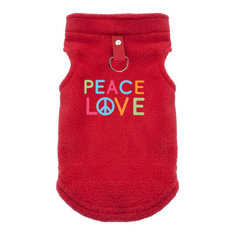 

Теплая флисовая одежда для собак, куртка для собак, жилет с D-образным кольцом для маленьких собак, одежда для кошек, костюмы для французского бульдога, пальто для чихуахуа XL красный