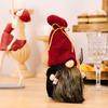 Stylish Burgundy Knitted Hat Gnome Doll With Champagne Sign For Festive Bar Decor