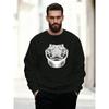 Men'S White Crocodile Head Pattern Casual Crew Neck Sweatshirt