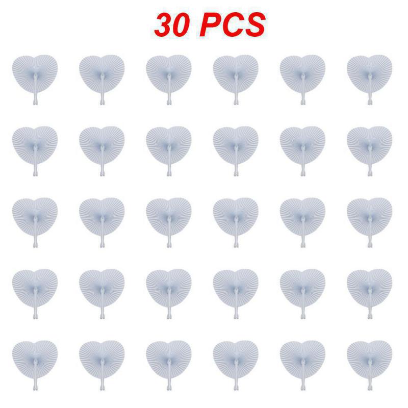 30/20/12PCS White Folding Paper Fan Anniversary Holiday Birthday Weddings Party Decor Guest Gift Souvenirs Home Decor Crafts Fan