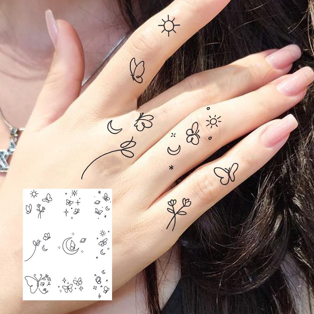 1 Hoja Mariposa Gato Ballena Tatuajes Temporales Para Mujeres Dedo Cuello, Pegatinas de Tatuaje Falso Larga Duración Realista Tatuaje Uso Diario