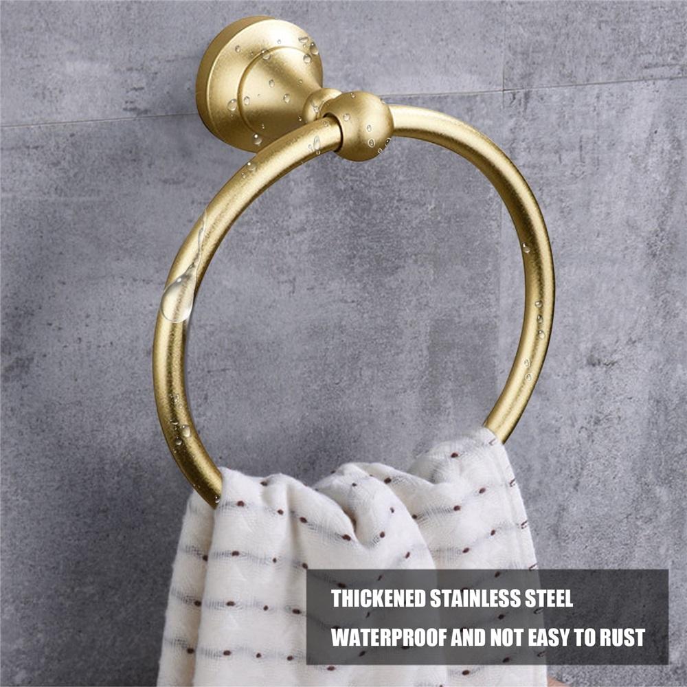 Stainless Steel Towel Ring, 304-grade Wall-mounted Bracket, Black or Gold, Size 16.5x8.1x5 Cm, Rust-resistant and Easy To Install