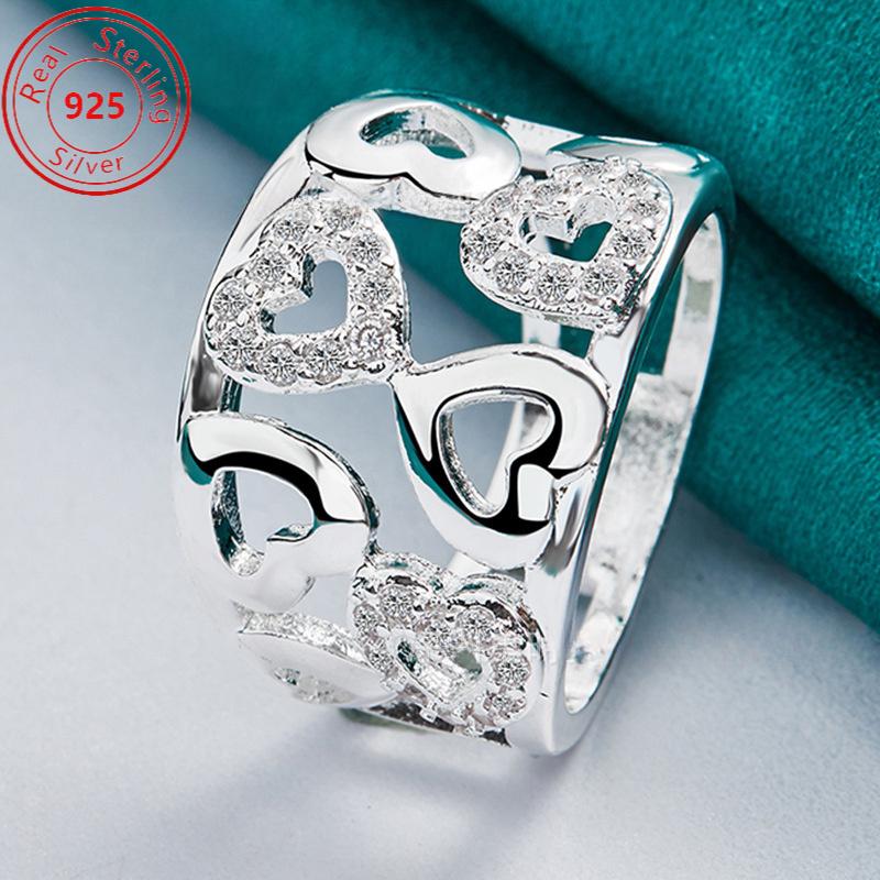 

Hollow Heart - Кольцо с полым сердцем и цирконием - Элегантный классический стиль - Идеально подходит для повседневной носки и подарков - Идеальный женственный шарм на День святого Валентина No. 9