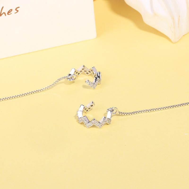 Wave Zircon Ear Line Ear Clip Ideal For Women Girl Chain Design Sweet Versatile Jewellery Gift High Quality Durable Material
