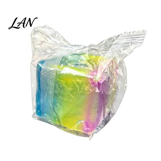 Elastic Jelly Toy Rainbow Ice Cube Squeeze Stress Ball, Transparent Fidget Relief for Anxiety Relief, Soft TPR Decompression Kids Adults Gradient