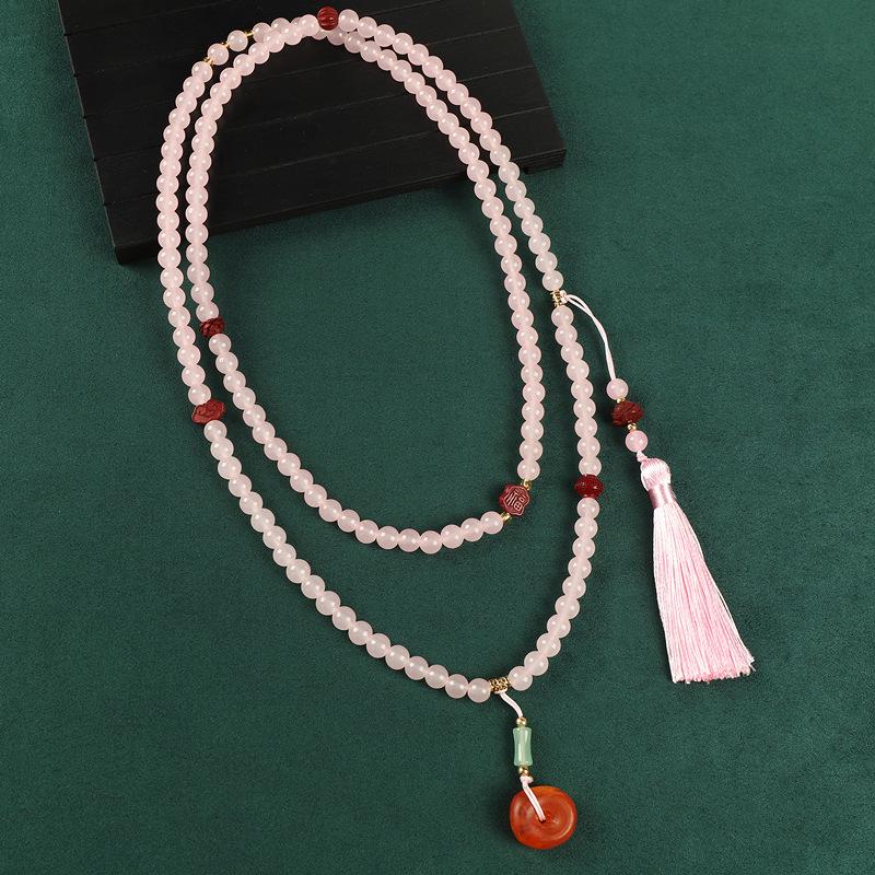 Elegancki naszyjnik z frędzlem ze 108 koralików: Vintage Chiński Łańcuszek Swetrowy Crossbody dla Kobiet