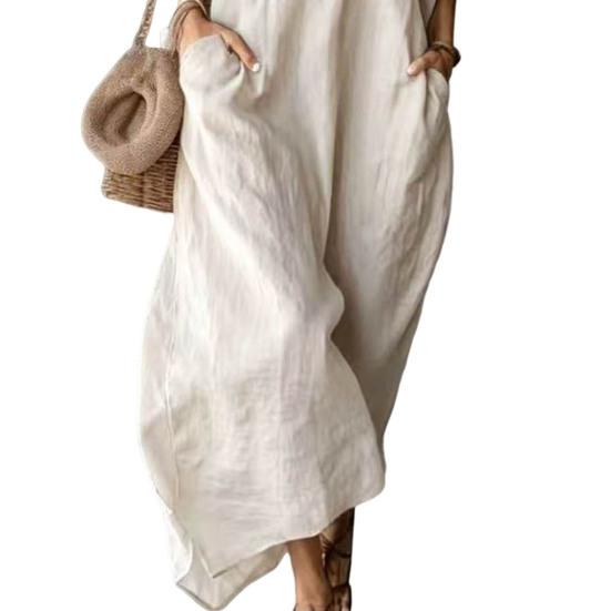 Summer Maxi Dress for Neck Flowy Long Women Loose V Dress Casual Short