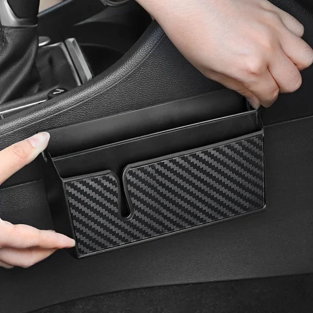Carbon Fiber Pattern Car Seat Gap Storage Seat Gap Organizer Box Car Interior Storage