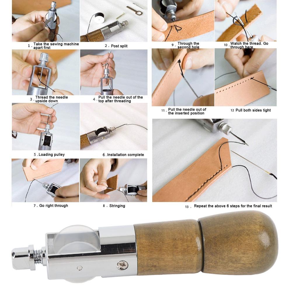 Ergonomic Wooden Handle Leather Sewing Tool Hand Stitching Tool  Saddles And Shoes