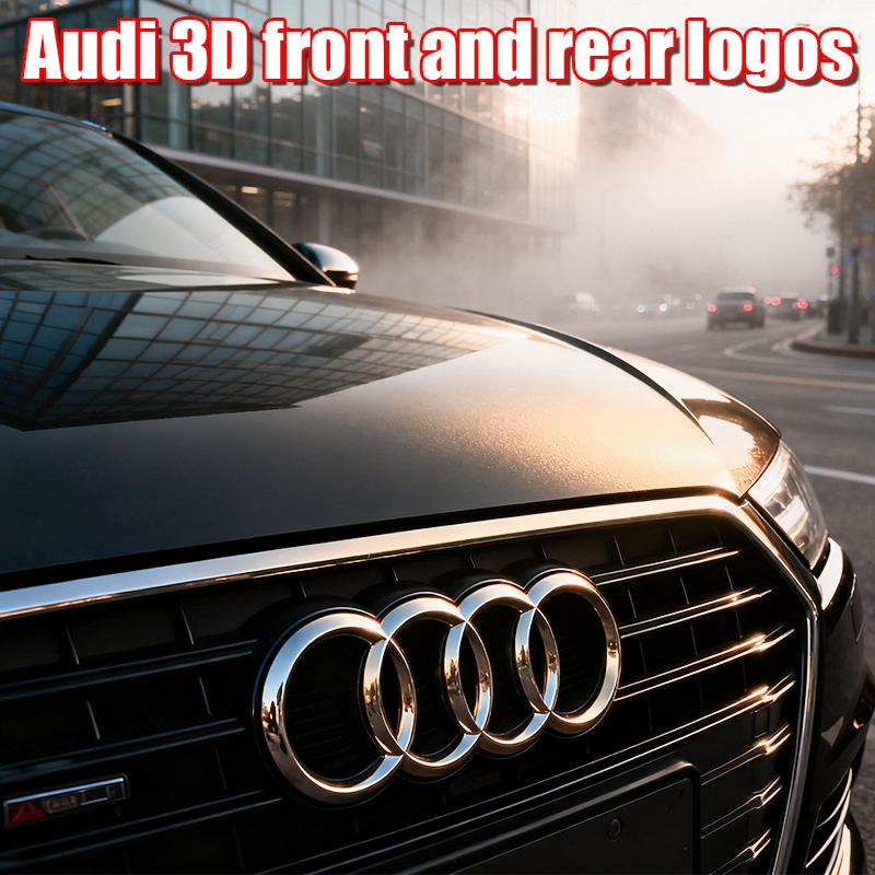 For Audi ABS Four Ring Gloss Black Car Logo Cover Front Grille Badge A3 A4 A5 A6 A7 A8 Q3 Q5 Q7 Rear Trunk Badge Car Accessories