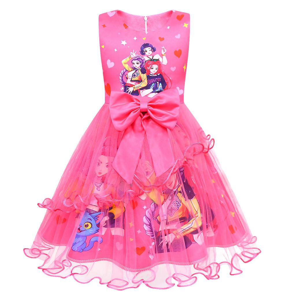 82991 Abito a rete con volant irregolari stile Kpop per ragazze, ispirato a Demon Hunters
