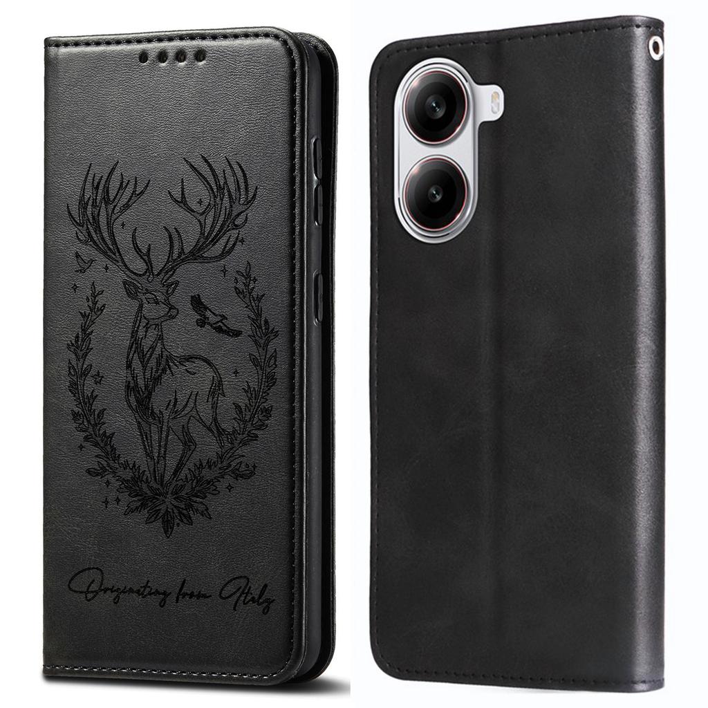 For Xiaomi Redmi Turbo 4 5G/Poco X7 Pro 5G Stand Case Lucky Deer Imprinted Magnetic Closure Leather Wallet Phone Cover