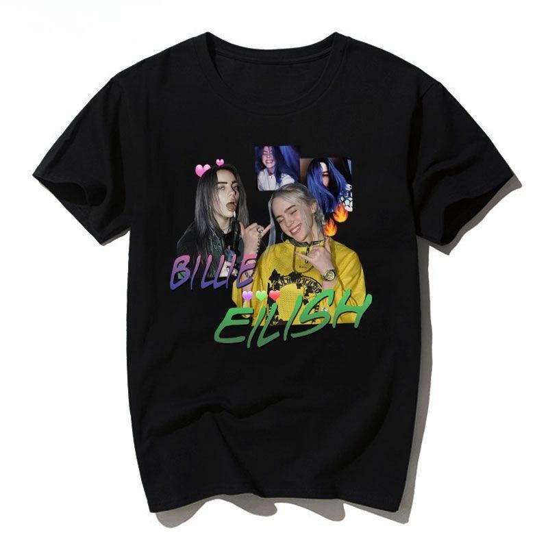 American Vintage Billie Eilish Print Tshirt Hip Hop Streetwear Casual Short Sleeve Tops For Unisex Unisex