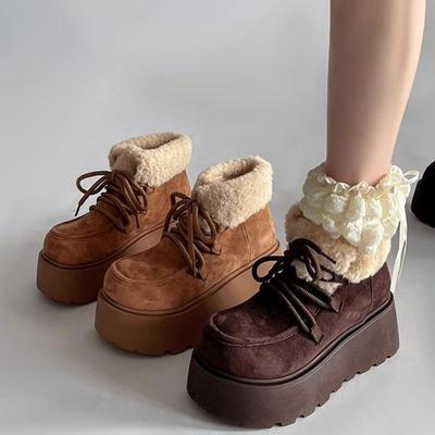 Retro Matte Short Snow Cotton Boots for Women In Autumn and Winter 2025, New Velvet Warm Fluffy Thick-soled Cotton Shoes