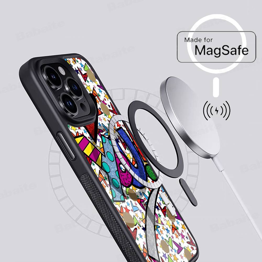 Art R-Romero Britto For Magnetic Phone Case For IPhone 17 16 15 14 13 12 11 Plus Pro Max PC+TPU Cover