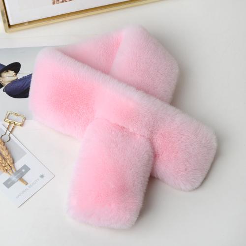 Winter Thick Furry Scarf Female Imitation Rex Rabbit Fur Joker Scarf Set Warm Plush Cross Fur Collar.