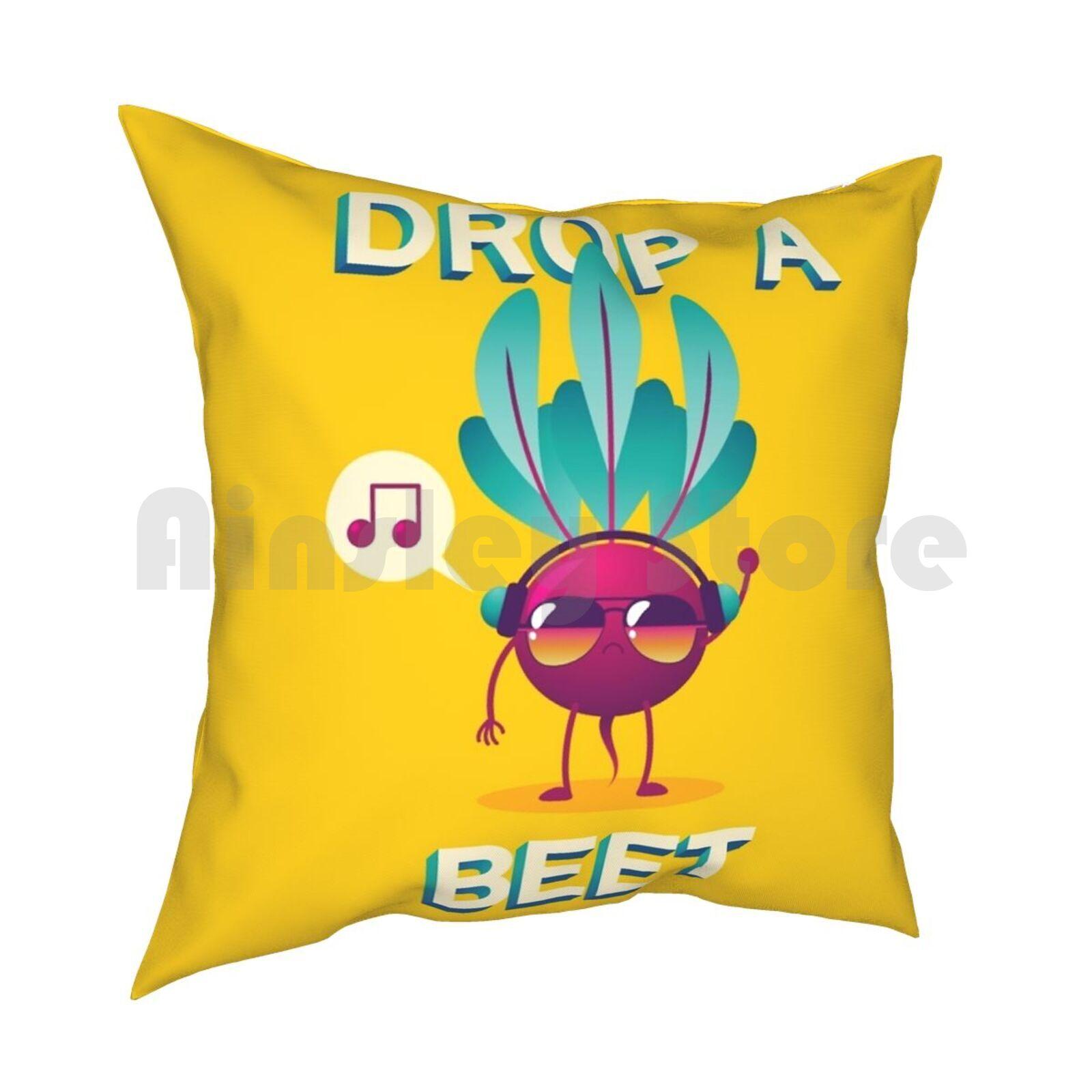 Drop A Beet Pillow Case Printed Home Soft Throw Pillow Beet Drop A Beet Vector Cute Beet Music Headphones Pun Punny Puns 30cmx30cm