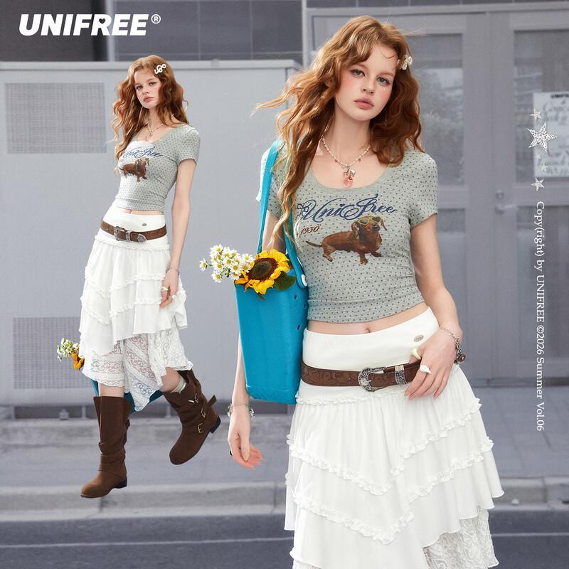 UNIFREE Sweet Puppy Print Slim Fit T-Shirt M