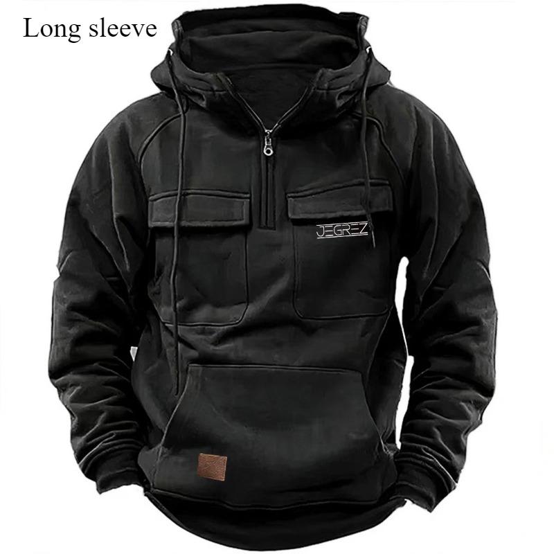 Loose Multi-pocket Solid Hooded Warm Thick Men's Hoodie New Fashion Color Long-sleeved Winter Casual Sweatshirt