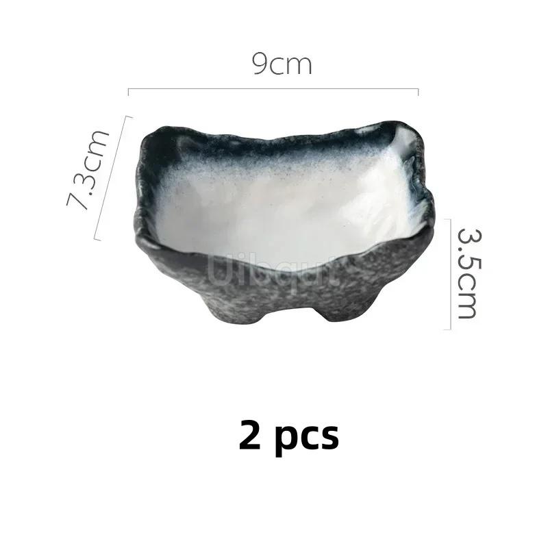 2 pcs set Japanese style ceramic special shaped small dishes snack dessert plate creative household tableware sauce snacks tray