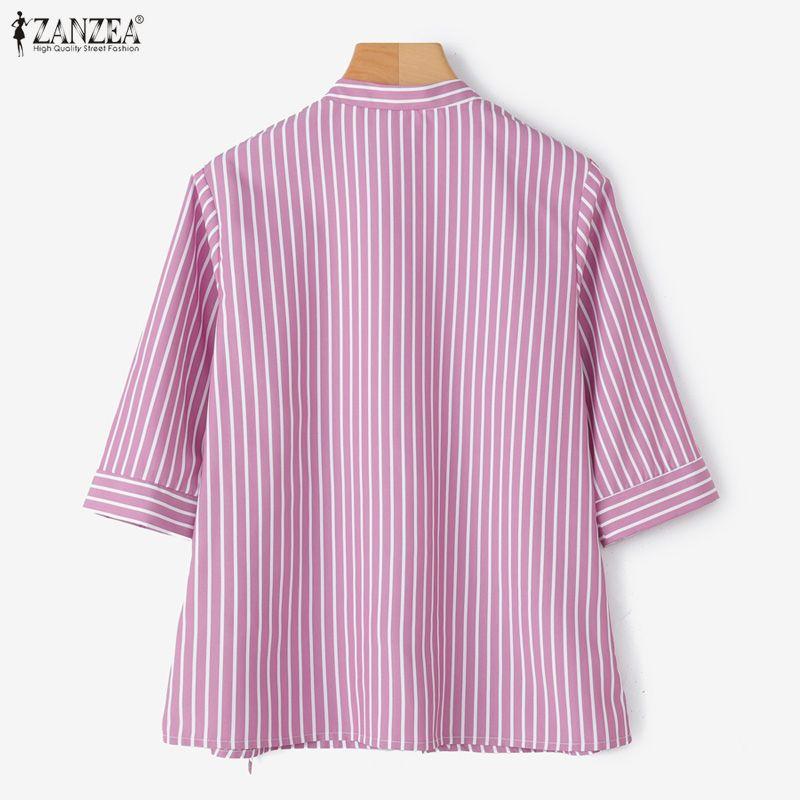 ZANZEA Dámská ležérní halenka s 3/4 rukávem a výstřihem do V