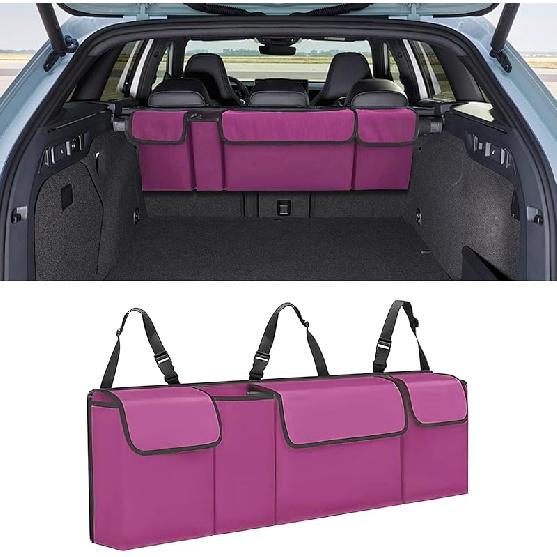 Auto-Kofferraum-Organizer, Wasserdichte faltbare Gepäcktasche mit 4 Taschen, Hängende große Aufbewahrung für die Rückbank mit verstellbaren Gurten, Stabiler Platzsparer Frei