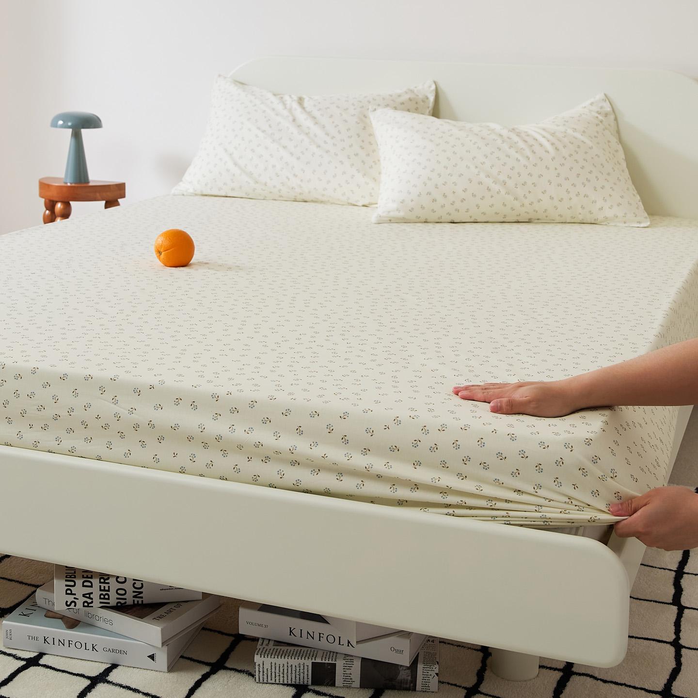 

Хлопковая простыня на резинке, нескользящий регулируемый наматрасник с принтом растений и цветов для двуспальной, королевской и полуторной кровати 120x200cm 1pc